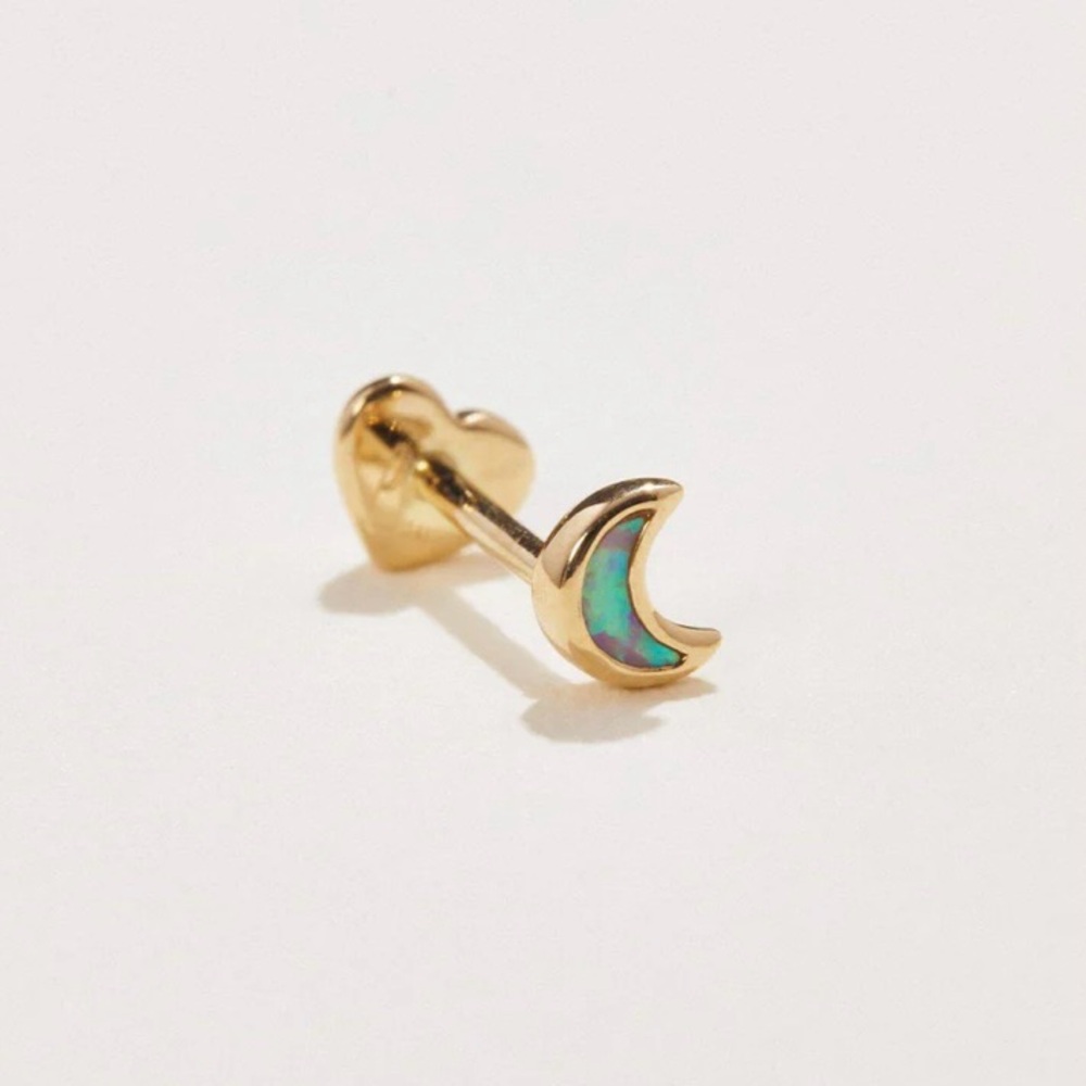 Pamela Love OPAL MOON threaded stud earring 14k gold